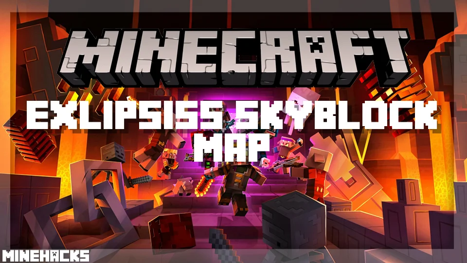 minecraft hacked client named Exlipsis's Skyblock Map