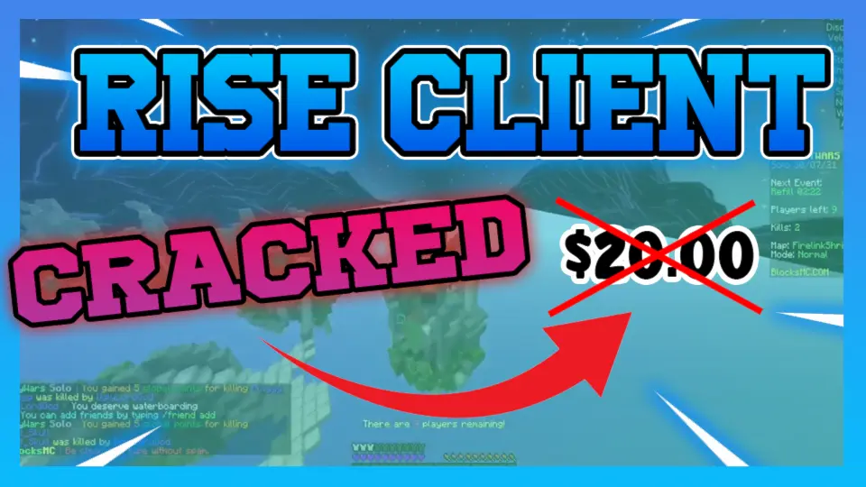 minecraft hacked client named Rise Client