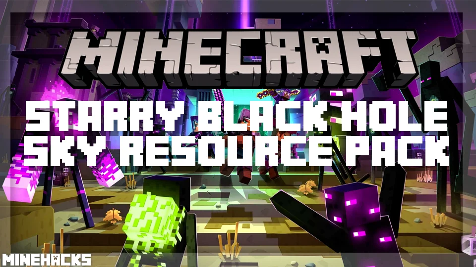 minecraft hacked client named Starry Black Hole Sky Resource Pack