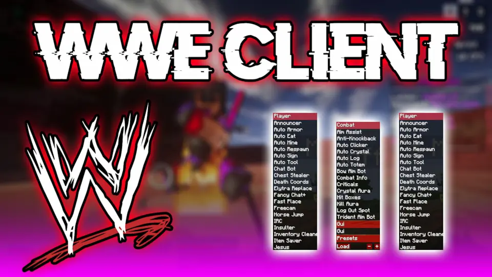 minecraft hacked client named WWE Client